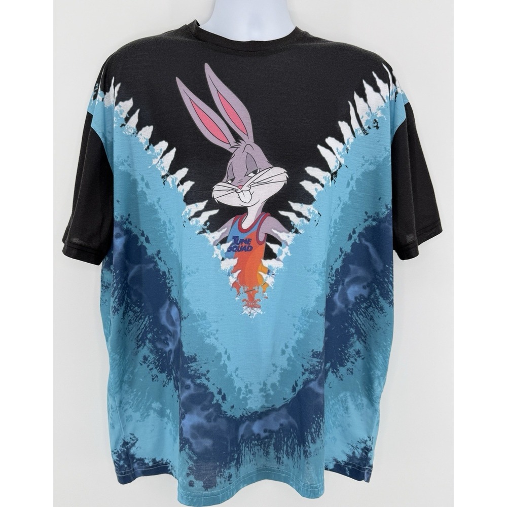 Space Jam A New Legacy Bugs Bunny Graphic T Shirt Men Medium Blue Black Tie Dye